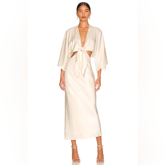 Shona Joy Dresses & Skirts - 11. NWOT SHONA JOY LA LUNE TIE FRONT BIAS MIDI DRESS IN CREAM